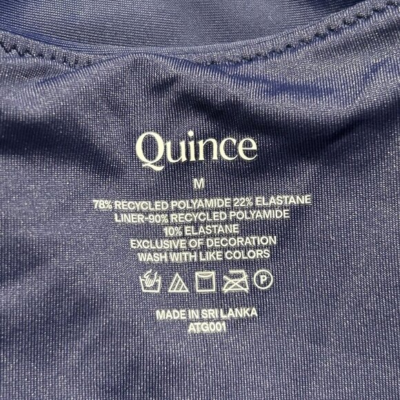 Quince Medium Italian One Shoulder One Piece Swimsuit Swim Wear Navy Blue NWT - Picture 4 of 10